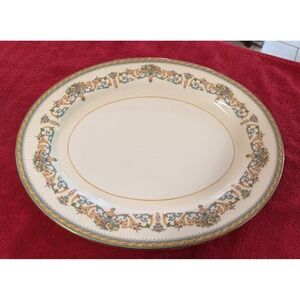 Aynsley Henley Oval Platter 13.75" Bone China England Teal Gold Floral